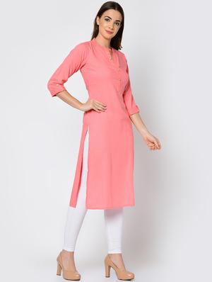 solid straight kurta - 16641607 - Standard Image - 3