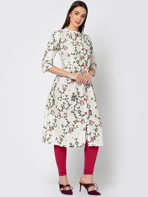 floral print a-line kurta - 16641612 - Standard Image - 3