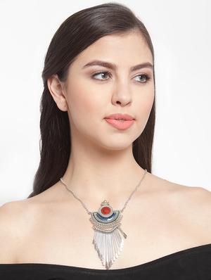 multi colored metal long necklace - 16641652 - Standard Image - 3