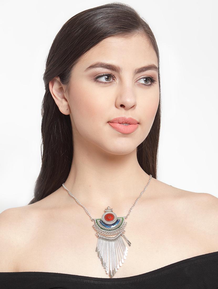 multi colored metal long necklace - 16641652 - Zoom Image - 3