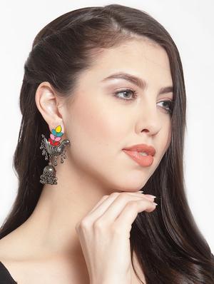multi colored metal jhumka earring - 16641662 - Standard Image - 3