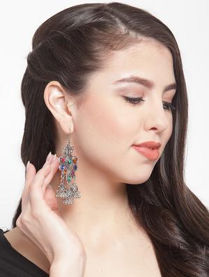 multi colored metal jhumka earring - 16641674 - Standard Image - 3