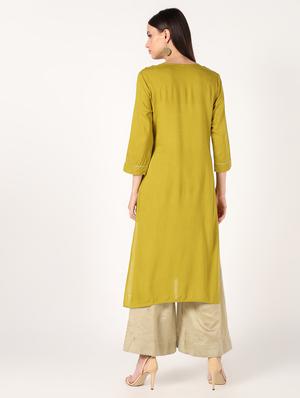 solid straight kurta with gota work - 16641694 - Standard Image - 3