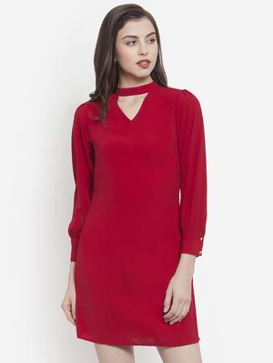 choker neck solid shift dress - 16641817 - Standard Image - 3