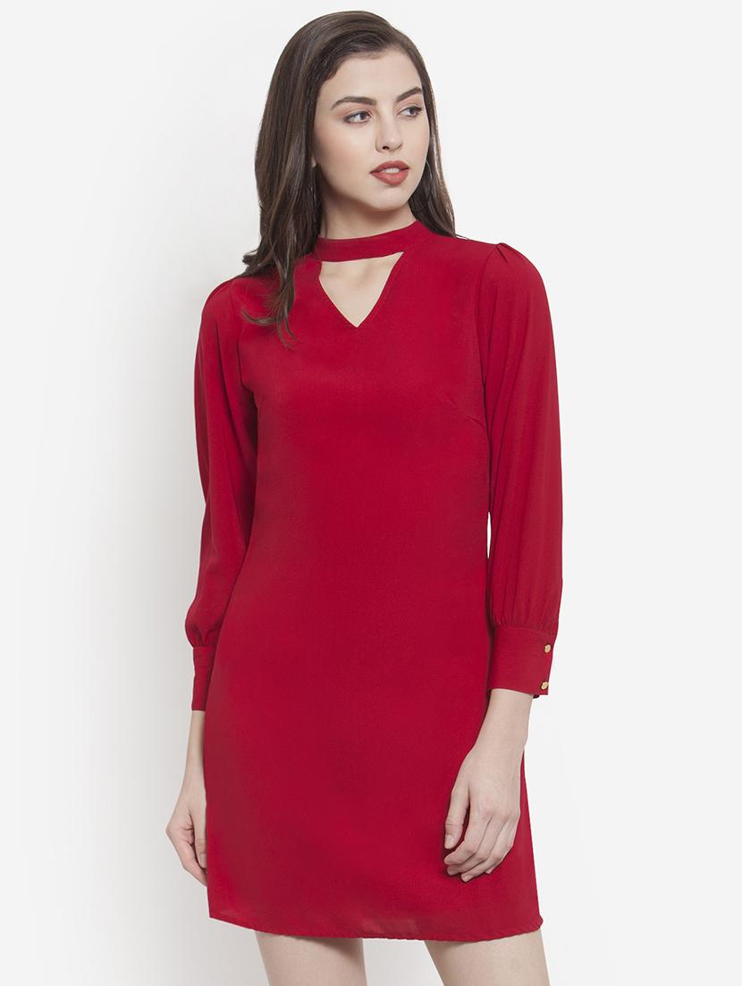 choker neck solid shift dress - 16641817 - Zoom Image - 3