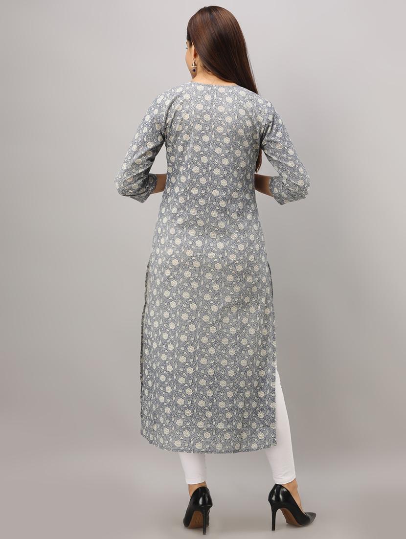 pastel floral print a-line kurta - 16642290 - Zoom Image - 3