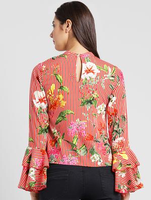 bell sleeved striped top - 16642828 - Standard Image - 3