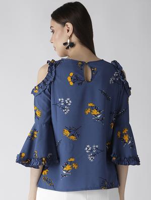 cold shoulder ruffle detail floral top - 16642845 - Standard Image - 3