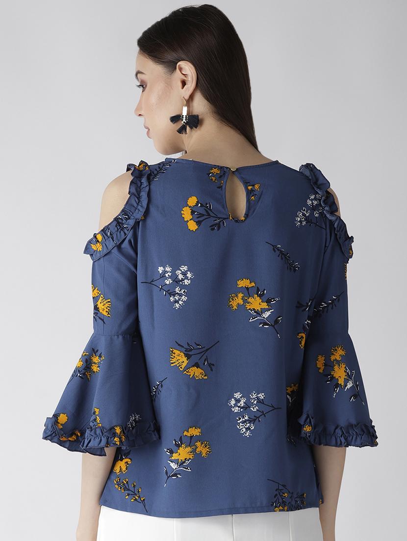 cold shoulder ruffle detail floral top - 16642845 - Zoom Image - 3