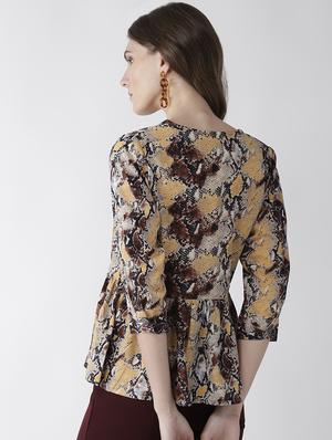 v neck snake print gathered top - 16642868 - Standard Image - 3