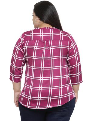 mandarin neck checkered top - 16642908 - Standard Image - 3