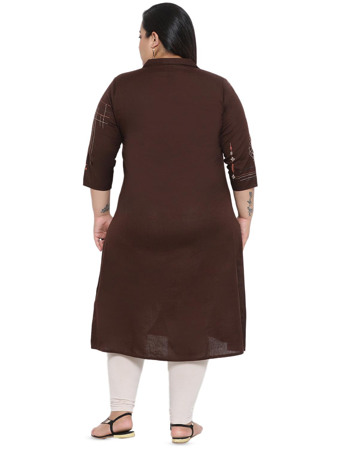 embroidered work a-line kurta - 16642930 - Zoom Image - 3