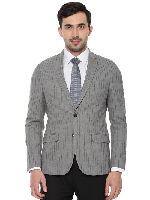 grey striped casual blazer - 16643071 - Standard Image - 1