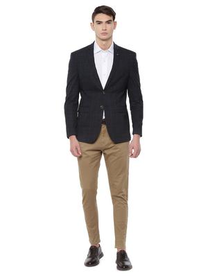 navy blue checkered single breasted casual blazer - 16643073 - Standard Image - 3