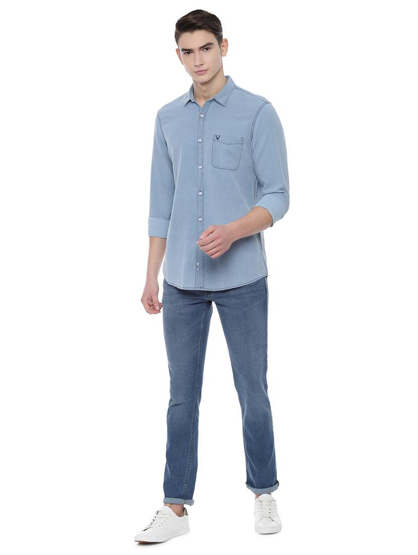 blue solid casual shirt - 16643106 - Zoom Image - 3