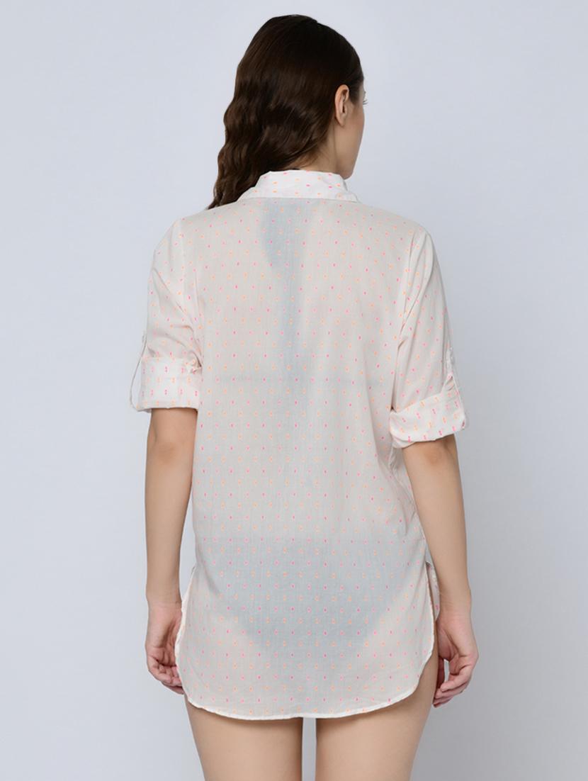 roll up sleeved polka dots coverup - 16643510 - Zoom Image - 3