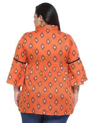 bell sleeved printed plus tunic - 16643521 - Standard Image - 3