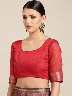 printed woven saree with blouse - 16643862 - Standard Image - 3