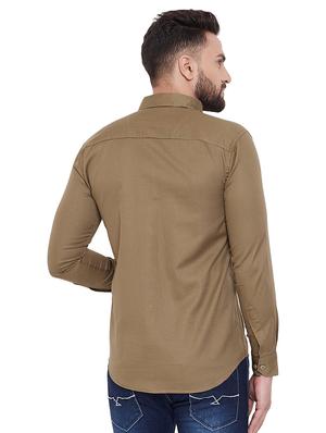 brown solid casual shirt - 16643976 - Standard Image - 3