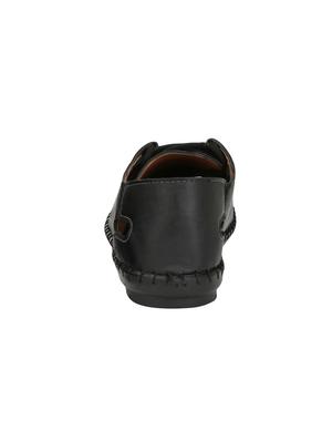 black leatherette slip on sandals - 16644004 - Standard Image - 3