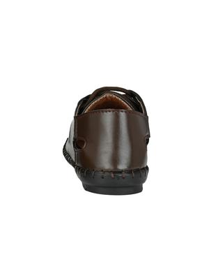 brown leatherette slip on sandals - 16644005 - Standard Image - 3