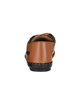 tan leatherette slip on sandals - 16644006 - Standard Image - 3