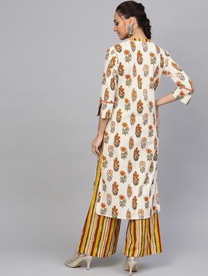 floral printed kurta palazzo set - 16644056 - Standard Image - 3