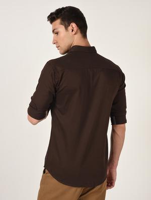 brown solid casual shirt - 16644656 - Standard Image - 3