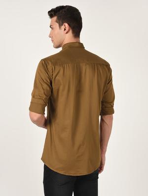 brown solid casual shirt - 16644702 - Standard Image - 3