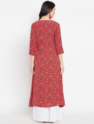 printed flared kurta - 16644731 - Standard Image - 3