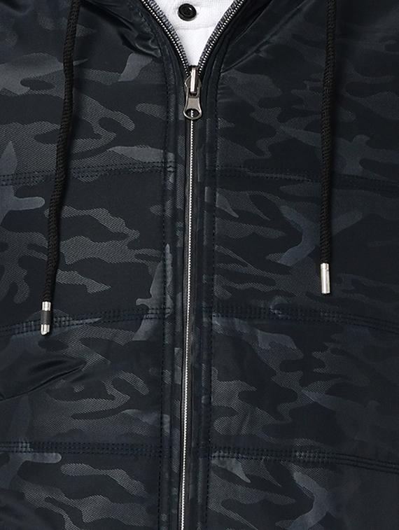 navy blue printed reversible quilted jacket - 16645380 - Zoom Image - 6