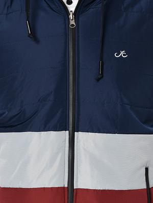 navy blue color block reversible quilted jacket - 16645382 - Standard Image - 6