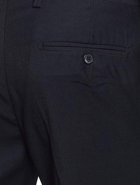 navy blue solid flat front formal trouser - 16645387 - Zoom Image - 3