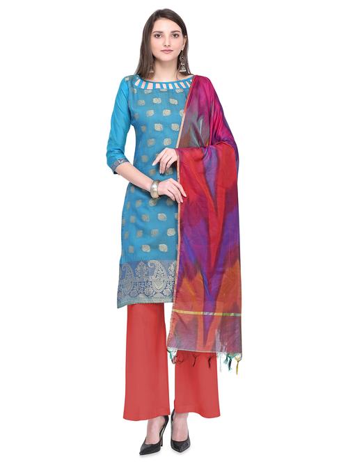 ethnic motif suit unstitched suit - 16645426 - Standard Image - 1