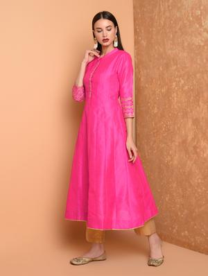 embroidered kalidaar kurta with pant set - 16645791 - Standard Image - 3