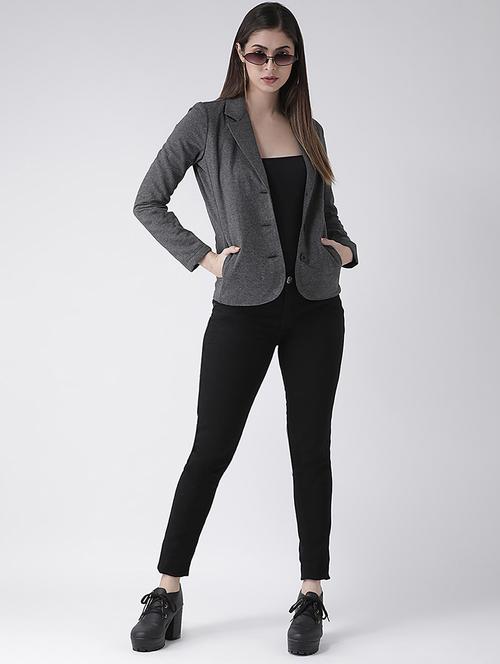 lapel neck solid jacket - 16645810 - Standard Image - 1