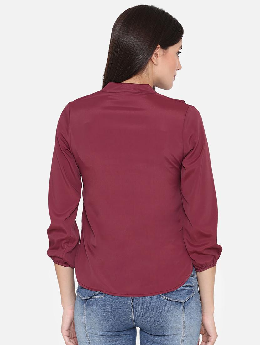 notch neck ruffle detail top - 16645883 - Zoom Image - 3