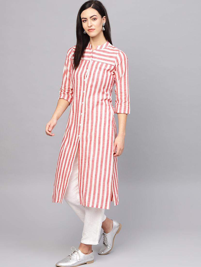 striped straight kurta - 16645933 - Zoom Image - 3