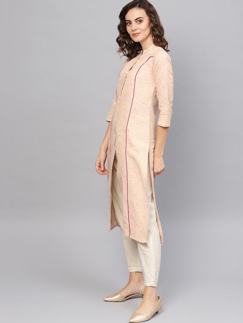 contrast piping straight kurta - 16645940 - Zoom Image - 3