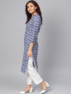 indigo straight kurta - 16645968 - Standard Image - 3