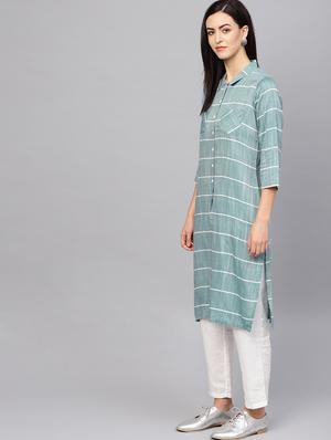 striped straight kurta - 16645970 - Standard Image - 3
