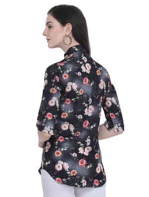 mandarin neck floral shirt - 16646866 - Standard Image - 3