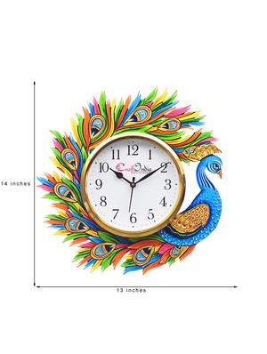 handicraft peacock analog wall clock - 16647082 - Standard Image - 3
