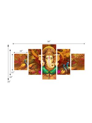 lord ganesha premium canvas painting set of 5 - 16648139 - Standard Image - 3