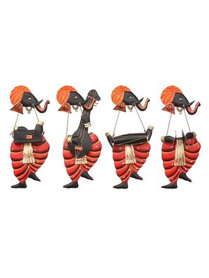 musician lord ganesha iron wall hanging set of 4 - 16648484 - Standard Image - 3