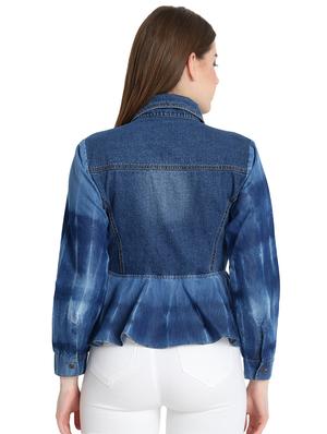 long sleeved denim peplum jacket - 16648665 - Standard Image - 3