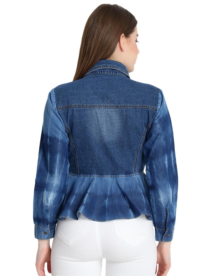 long sleeved denim peplum jacket - 16648665 - Zoom Image - 3