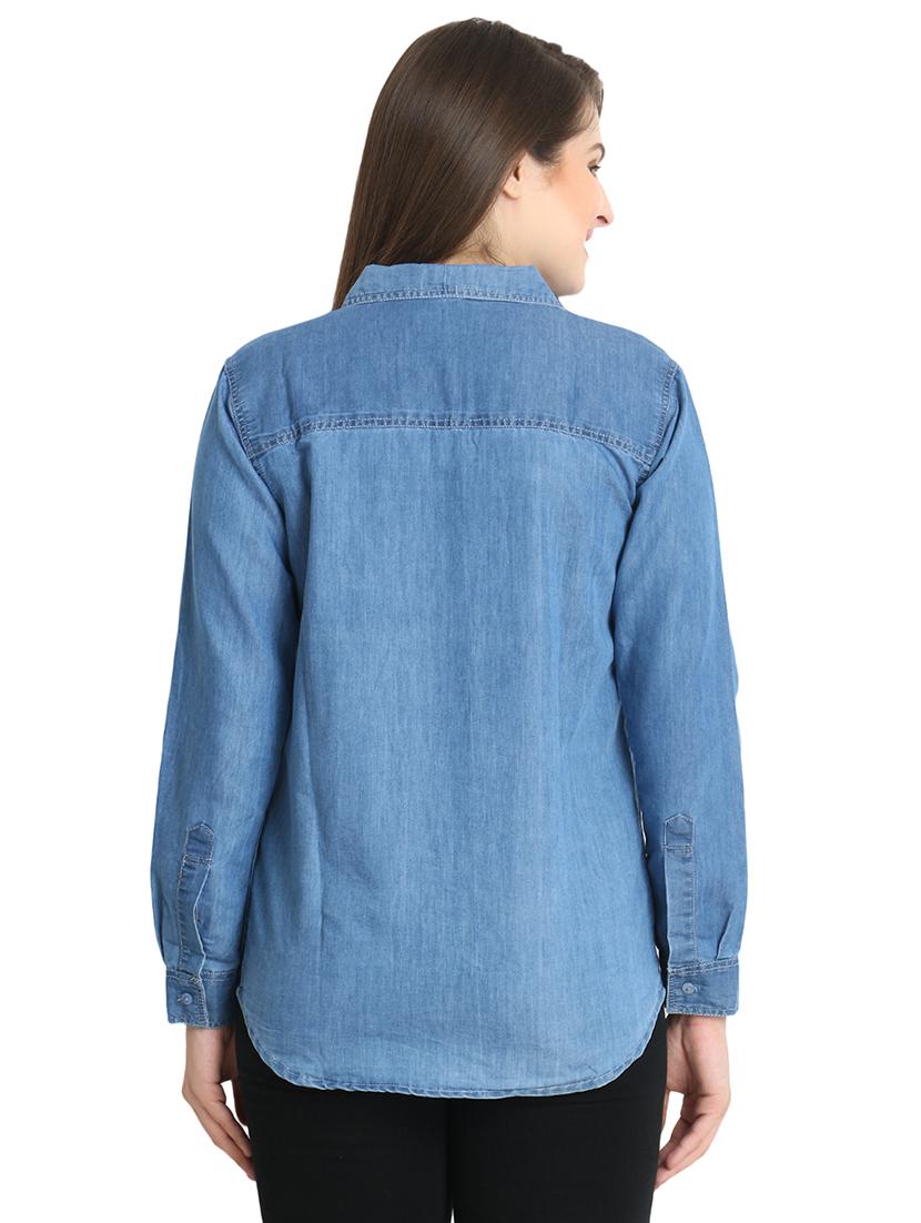 long sleeved denim shirt - 16648669 - Zoom Image - 3