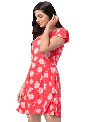 square neck floral pleated dress - 16648779 - Standard Image - 3