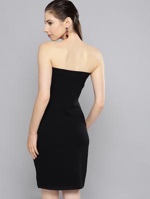 black solid tube dress - 16649222 - Standard Image - 3